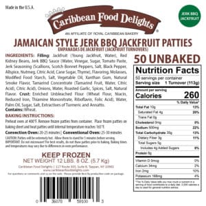 jack fruit patty labels jerk bbq