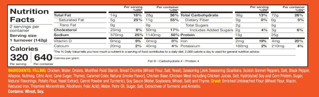 jerk chicken nutrition ingredients 2 pk
