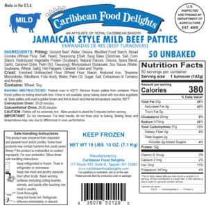 mild beef patties 50 unbaked labels 2017