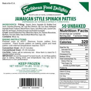 spinach patties unbaked labels