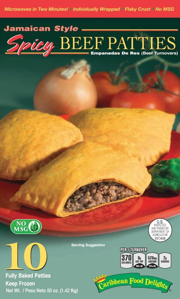 jamaican style spicy beef patties, 12/10 packs baked no msg