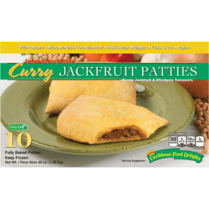 jamaican style curry jackfruit patties, 12/10 packs baked